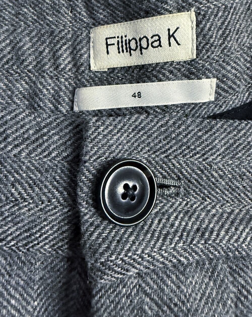 Filippa K 100% Wool Dress Pants Mens 48 Gray Herringbone Pleated